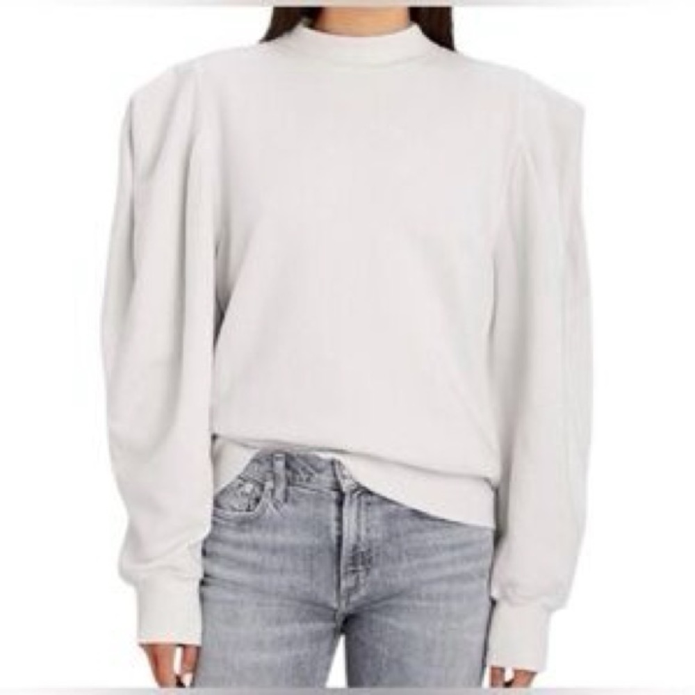 A Golde solid light grey terry Puff Sleeve Sweatshirt